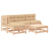 5 Piece Garden Lounge Set with Cushions Solid Wood - Front View