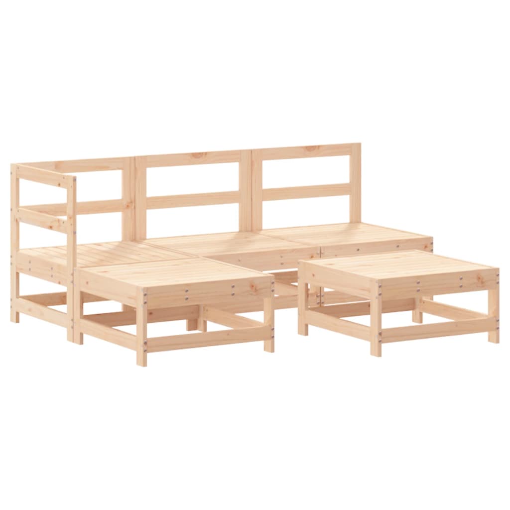 5 Piece Garden Lounge Set with Cushions Solid Wood