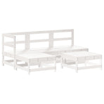 5 Piece Garden Lounge Set with Cushions White Solid Wood