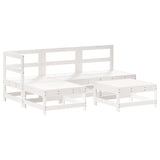 5 Piece Garden Lounge Set with Cushions White Solid Wood - Side View