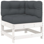 5 Piece Garden Lounge Set with Cushions White Solid Wood