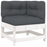 5 Piece Garden Lounge Set with Cushions White Solid Wood - 45-Degree Angle