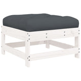 5 Piece Garden Lounge Set with Cushions White Solid Wood - Rear View