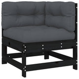 5 Piece Garden Lounge Set with Cushions Black Solid Wood