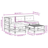 5 Piece Garden Lounge Set with Cushions Black Solid Wood - Extra Image