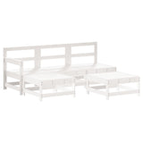 5 Piece Garden Lounge Set with Cushions White Solid Wood - Side View