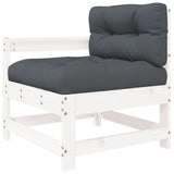 5 Piece Garden Lounge Set with Cushions White Solid Wood - 45-Degree Angle