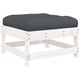 5 Piece Garden Lounge Set with Cushions White Solid Wood - Rear View