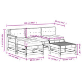 5 Piece Garden Lounge Set with Cushions White Solid Wood - Extra Image