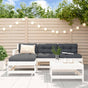 5 Piece Garden Lounge Set with Cushions White Solid Wood