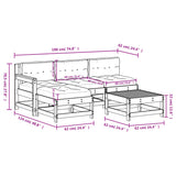 5 Piece Garden Lounge Set with Cushions Black Solid Wood