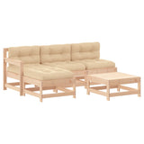 5 Piece Garden Lounge Set with Cushions Solid Wood - Front View