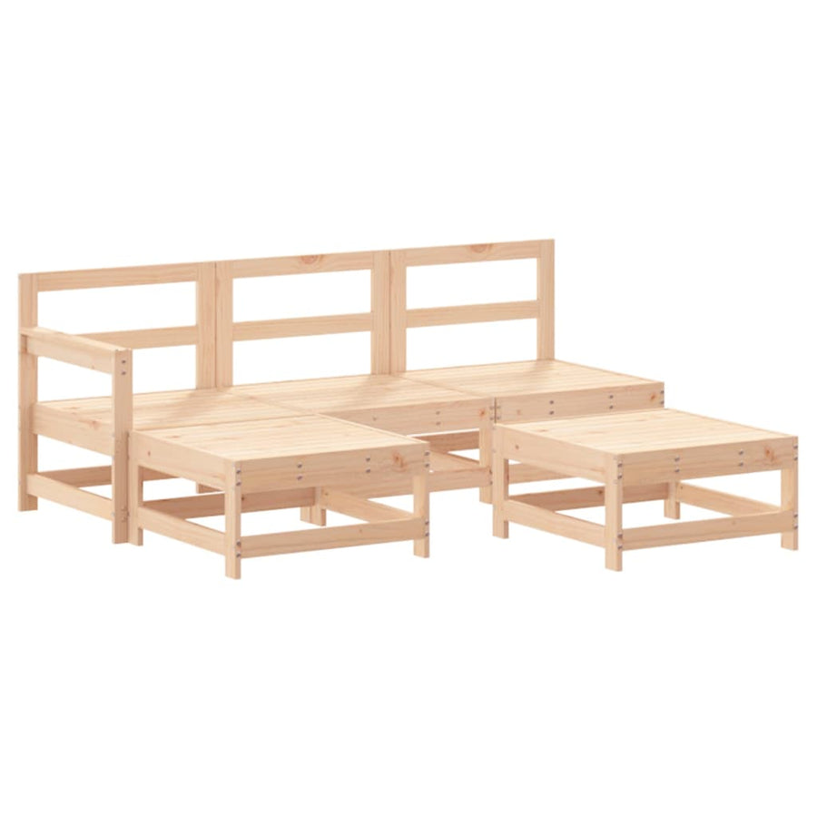5 Piece Garden Lounge Set with Cushions Solid Wood