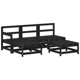 5 Piece Garden Lounge Set with Cushions Black Solid Wood