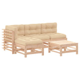 5 Piece Garden Lounge Set with Cushions Solid Wood - Front View