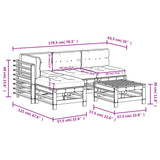 5 Piece Garden Lounge Set with Cushions White Solid Wood