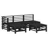 5 Piece Garden Lounge Set with Cushions Black Solid Wood - Side View