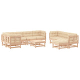 10 Piece Garden Lounge Set with Cushions Solid Wood - Front View