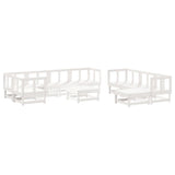 10 Piece Garden Lounge Set with Cushions White Solid Wood - Side View