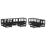 10 Piece Garden Lounge Set with Cushions Black Solid Wood - Side View