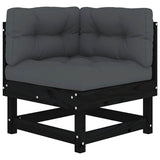 10 Piece Garden Lounge Set with Cushions Black Solid Wood - Top-Down View