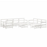 10 Piece Garden Lounge Set with Cushions White Solid Wood