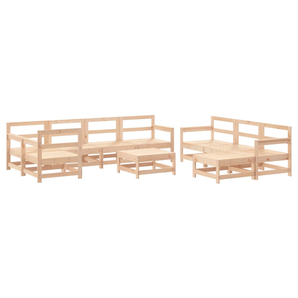 10 Piece Garden Lounge Set with Cushions Solid Wood