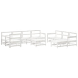 10 Piece Garden Lounge Set with Cushions White Solid Wood