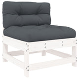 10 Piece Garden Lounge Set with Cushions White Solid Wood - Top-Down View