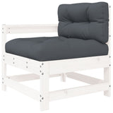 10 Piece Garden Lounge Set with Cushions White Solid Wood - 45-Degree Angle