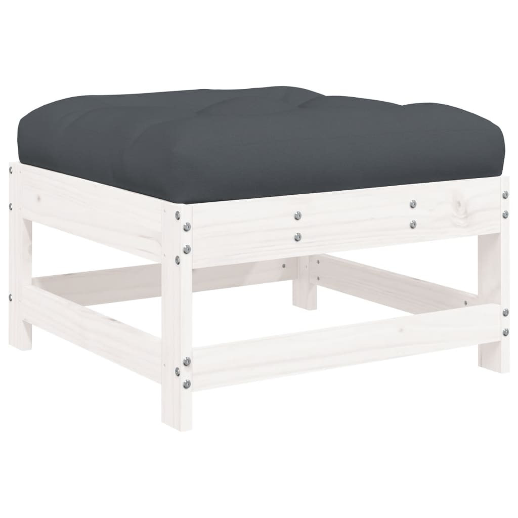 10 Piece Garden Lounge Set with Cushions White Solid Wood