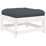 10 Piece Garden Lounge Set with Cushions White Solid Wood - Rear View