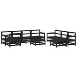 10 Piece Garden Lounge Set with Cushions Black Solid Wood - Side View