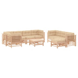 10 Piece Garden Lounge Set with Cushions Solid Wood - Front View