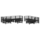 10 Piece Garden Lounge Set with Cushions Black Solid Wood - Side View