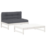 2 Piece Garden Lounge Set with Cushions White Solid Wood - Front View