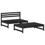 2 Piece Garden Lounge Set with Cushions Black Solid Wood