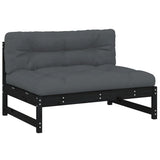 2 Piece Garden Lounge Set with Cushions Black Solid Wood - Top-Down View