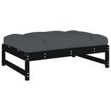 2 Piece Garden Lounge Set with Cushions Black Solid Wood - 45-Degree Angle