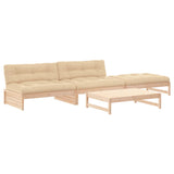 4 Piece Garden Lounge Set with Cushions Solid Wood - Front View