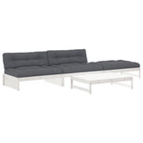4 Piece Garden Lounge Set with Cushions White Solid Wood