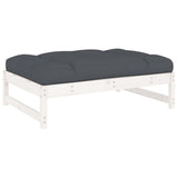 4 Piece Garden Lounge Set with Cushions White Solid Wood
