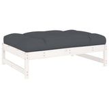 4 Piece Garden Lounge Set with Cushions White Solid Wood - 45-Degree Angle