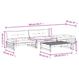 4 Piece Garden Lounge Set with Cushions White Solid Wood - Low Angle