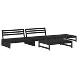 4 Piece Garden Lounge Set with Cushions Black Solid Wood - Side View