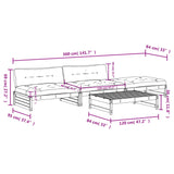4 Piece Garden Lounge Set with Cushions Solid Wood Douglas - Low Angle