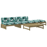 4 Piece Garden Lounge Set with Cushions Impregnated Wood Pine - Front View