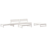 5 Piece Garden Lounge Set with Cushions White Solid Wood - Side View