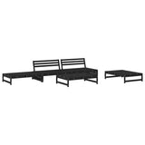 5 Piece Garden Lounge Set with Cushions Black Solid Wood - Side View