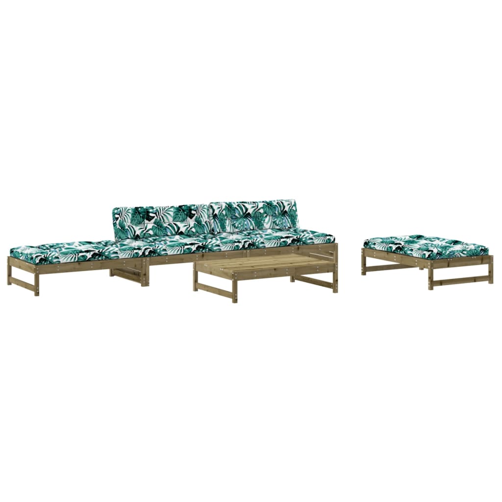 5 Piece Garden Lounge Set with Cushions Impregnated Wood Pine
